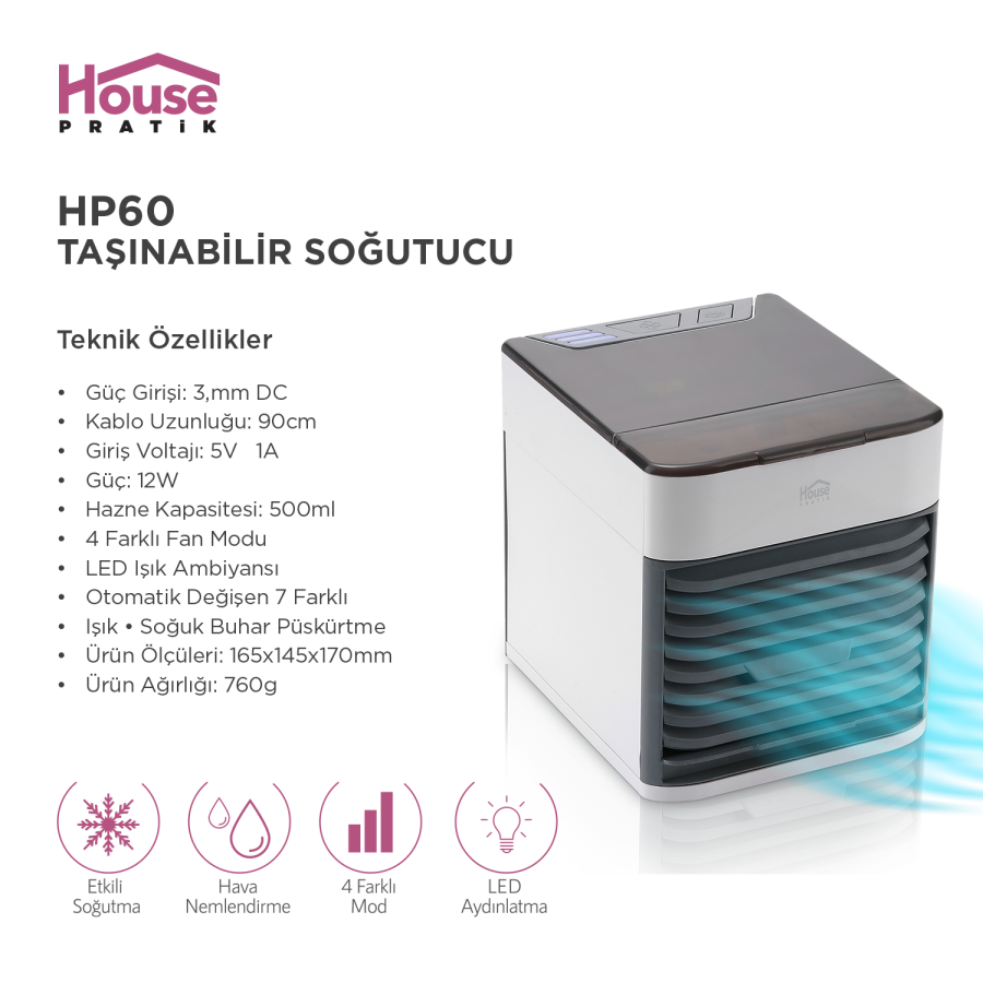 House Pratik HP60 Taşınabilir Soğutucu - 4