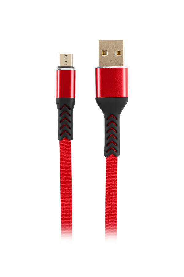 MF Product Jetpower 0001 Metal Başlıklı Örgülü 2.4A Micro Usb Hızlı Şarj Kablosu 30 cm Kırmızı - 1