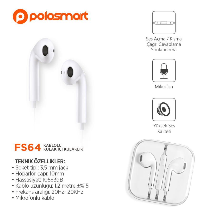 Polosmart FS64 Kablolu Kulak İçi Kulaklık - 3