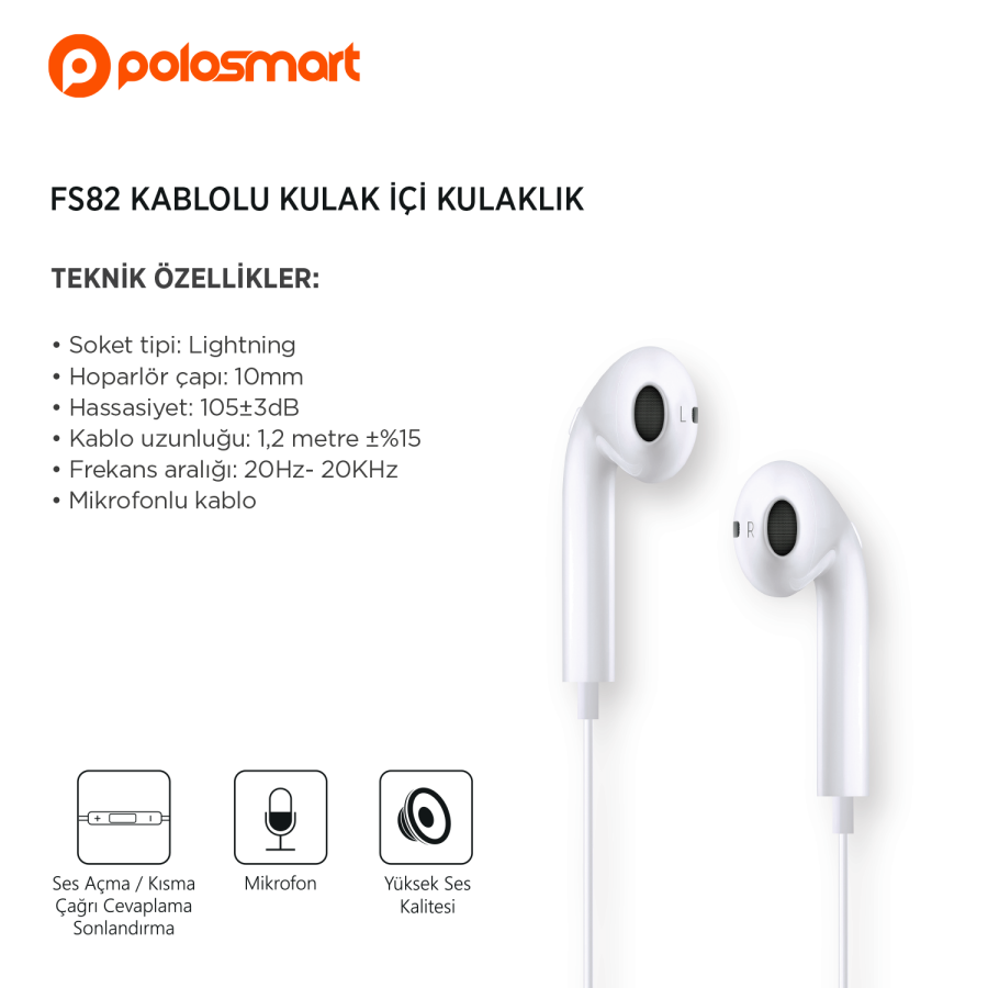 Polosmart FS82 Kablolu Kulak İçi Kulaklık - 4