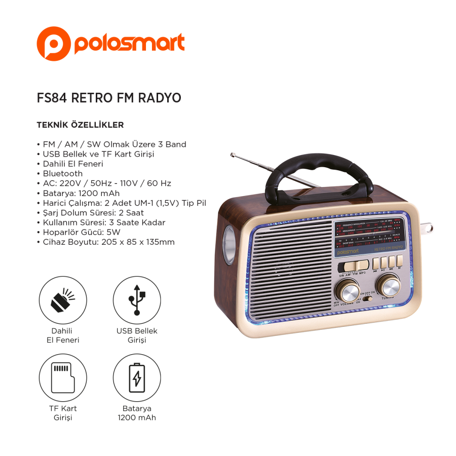  Polosmart FS84 Retro FM Radyo - 3