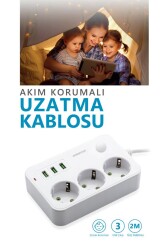 Polosmart MP14 Akım Korumalı Uzatma Kablosu Beyaz - 2