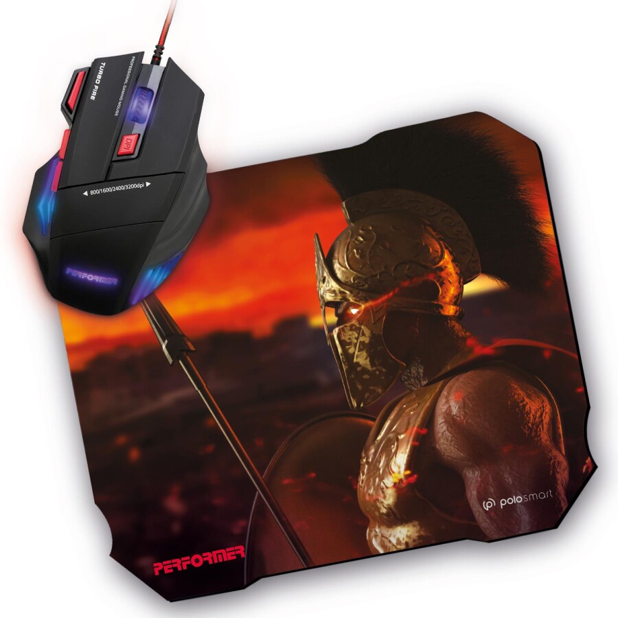 Polosmart PGM07 Gaming Mouse + Mouse Pad Kırmızı - 1