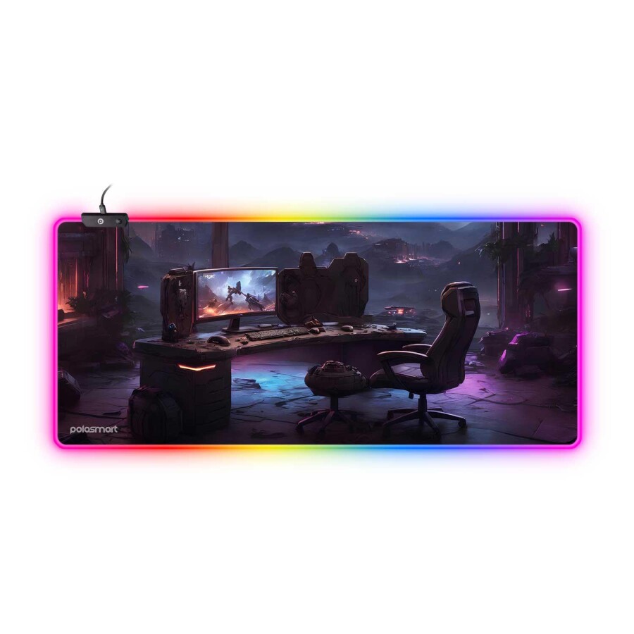 Polosmart PGS307 RGB Aydınlatma Kaydırmaz Taban Ergonomik Desenli Gaming Oyuncu Mouse Pad - 1