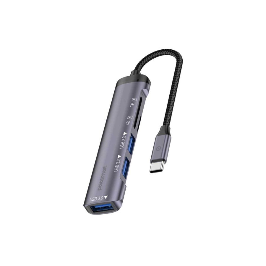 Polosmart PGS407 Type-C Uyumlu 5 Çıkışlı Dönüştürücü Çoklayıcı USB 3.0 Hub Gri - 1