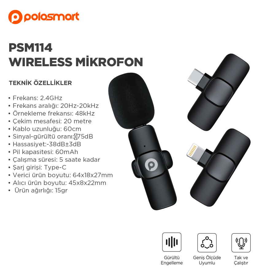 Polosmart PSM114 Wireless Mikrofon - 3