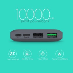 Polosmart PSM71 Micro USB + Type C Girişli 10.000 Mah Powerbank - 3