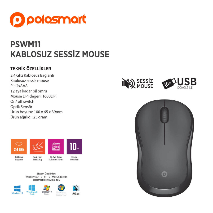 PSWM11 KABLOSUZ SESSİZ MOUSE - 2